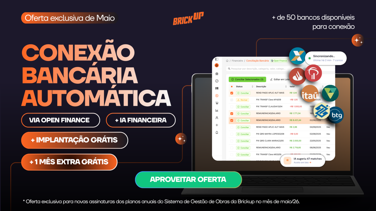 Sistema de Gestão de Obras da Brickup | Oferta exclusiva de maio