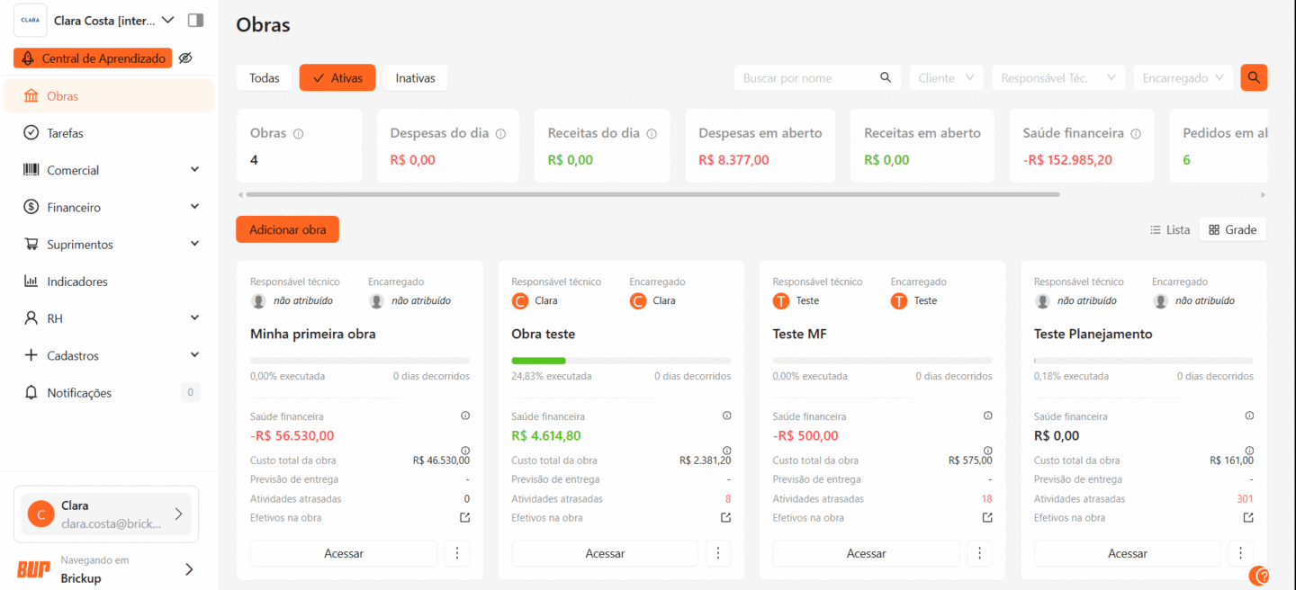 Apropriação:Estoque- como visualizar o que foi planejado, utilizado e comprado na obra